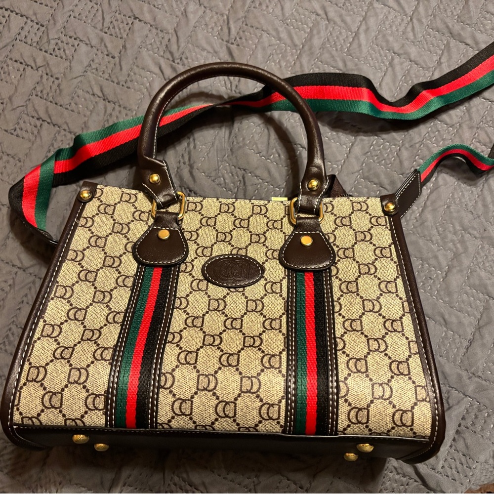 Stylish Women's Bag - Brown Red and Green